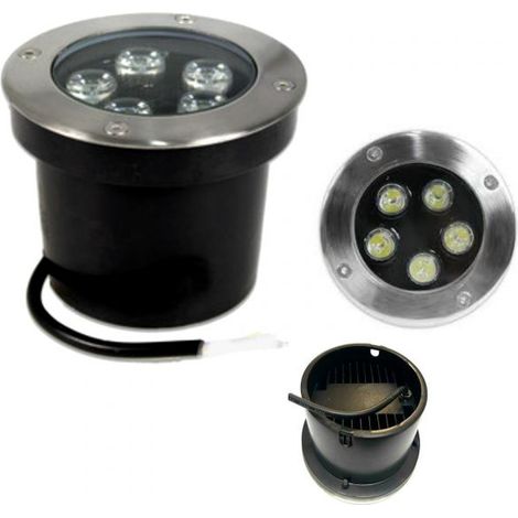 Faretto 5W 5 led incasso pavimento faro giardino bianco caldo calpestabile IP67