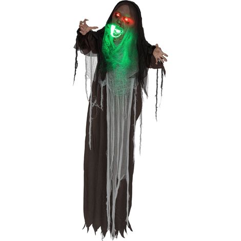 Grünes Monster, Helloweendeko, gruselige Soundeffekte, rote Augen, beweglich, 183 cm (1/5)