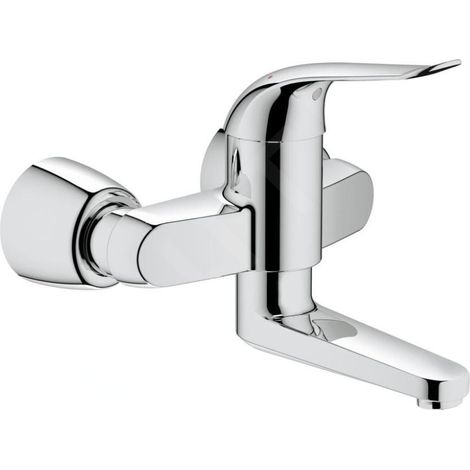 GROHE 32771000 Mitigeur mural Euroeco Special 32771 montage mural avec clapet d'arrêt raccords en S chromé (1/4)