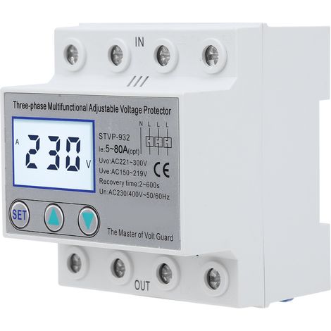 Einstellbarer 3-Phasen-LCD-Multifunktions-Selbstrücksetzer STVP-932 230 V 400 V AC (63 A) (1/5)
