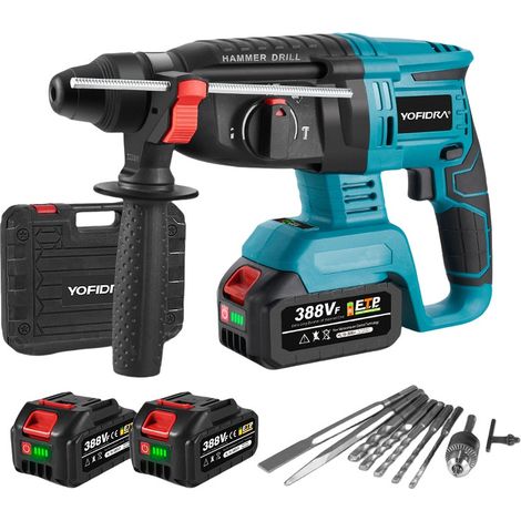 Onevan – Perforateur-burineur SDS-Max 850W – 4 modes – 26mm pour béton et briques – Moteur sans balais – Avec 2 batteries 2.0Ah et chargeur