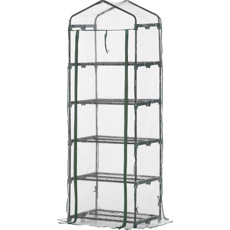 Serre avec porte enroulable, étagères, serre d'hiver en acier avec film protecteur, serre pour balcon, jardin, serre à tomates 69 x 49 x 193 cm, serre pour tomates, fleurs, transparente (1/5)