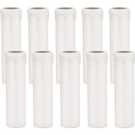 E14 douille de bougie caches, 25 100MM Fausses bougies gouttes, pièces en plastique blanche, chandelle design avec gouttes, pour remplacement et décoration lustre et chandelier (1/5)