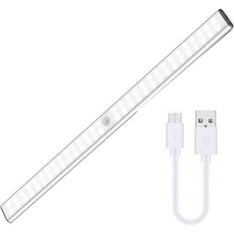 MINKUROW Lampada Per Armadio, Tanbaby Led Sensore Di Movimento Luce Con 60 Led, Ricarica Usb Luce Per Armadio, 3 Modalità Luce Notturna Per Armadio, Armadio, Scala, Corridoio (40 Cm) (1/5)