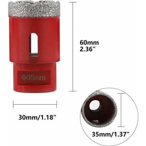 Scie cloche à carrelage 35 mm, foret diamanté fileté M14, adapté aux carreaux de céramique, porcelaine et pierre, classe énergétique A+. (1/3)