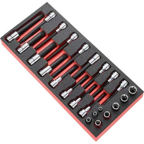 Facom – Clé à cliquet 1/4 – Jeu de douilles 13 pièces 15/16 po – Pour travaux mécaniques – Acier au chrome vanadium