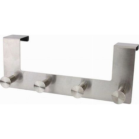 TRADE SHOP - Appendiabiti Da Porta Con 4 Ganci 27x11.5cm Silver Per Asciugamani Vestiti 87785 -