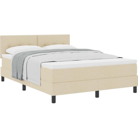 Maison Exclusive - Lit à ressorts avec tête de lit Crème 140 x 190 cm tissu