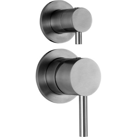 Eingebauter Duschmischer aus Edelstahl mit Umsteller und Platte – Paffoni Steel (1/2)