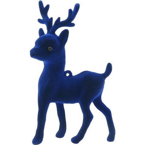 Décoration cerf bleu floqué - WINLLINEE - 10x17 cm - Ornement de simulation - Ensemble de décoration (1/5)