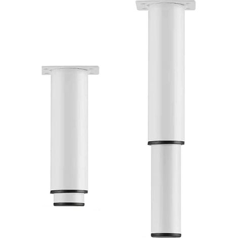 BEBUSINGOTO Patas ajustables para muebles (2 unidades), patas de mesa de metal, altura ajustable de 0 a 140 mm, para armarios de cocina, armarios, camas y mesas, color blanco. (1/5)