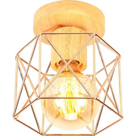 Luce Di Soffitto Moderna Lampada Vintage Proiettore Lampada Da Soffitto Retrò Paralume Gabbia In Metallo Per Il Caffè Corridoio Camera Da Letto Cucina Soggiorno In Oro Rosa (1/5)