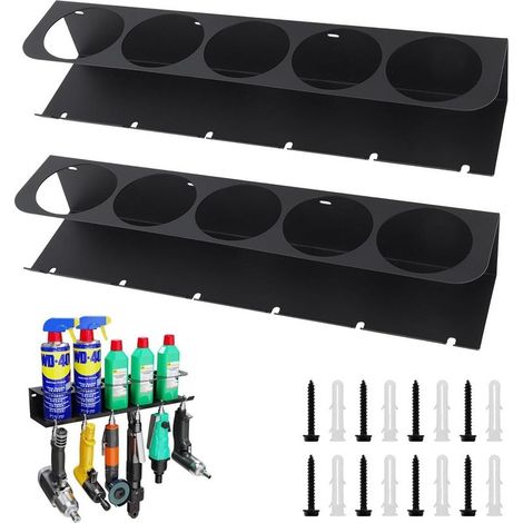 Support De Canette Aérosol, 2PCS Support Aerosol Range Mural Pour Bombes Stockage Aérosols Et Organisateur D'Outils éLectriques Pour Bidons De Lubrification 5 Emplacements (1/5)