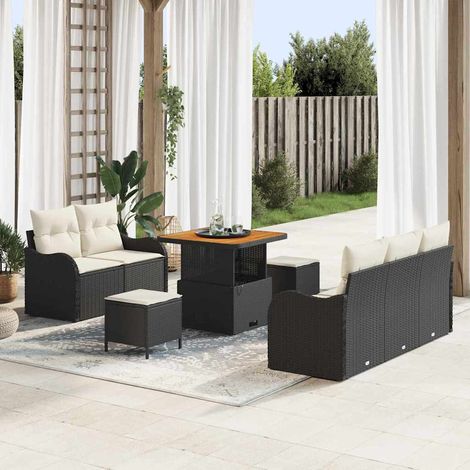 vidaXL Gartensofa-set mit Kissen 8 pcs Schwarz Poly-Rattan (1/5)