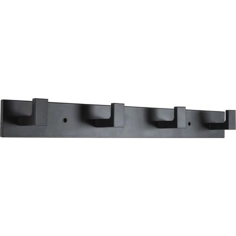 ZVD Porte-manteau mural, 4 crochets muraux, porte-manteau mural en acier inoxydable, porte-manteau mural robuste avec crochets (noir brillant, 4 crochets) (1/4)