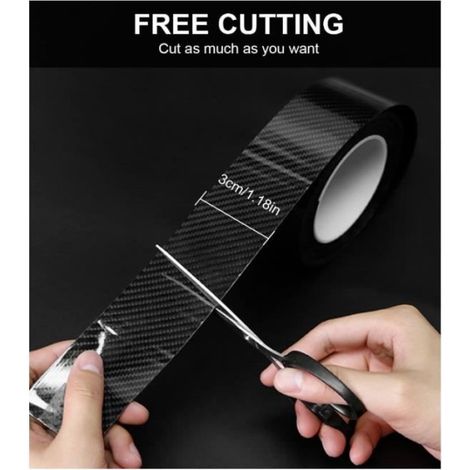 Film Autocollant Fibre De Carbone - 3 cm x 3 m - Protection Anti-rayures Pour Porte De Voiture - 1 Pièce (1/4)