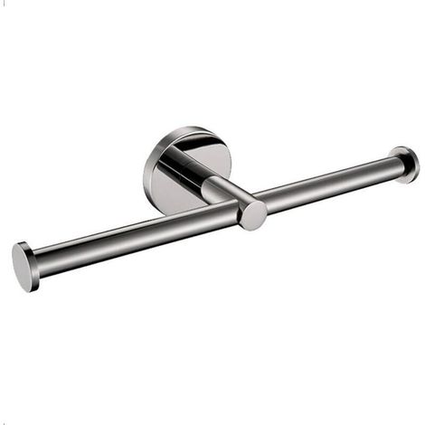 Double Chrome Toilet Paper Holder, Wall-Mounted Toilet Roll Holder, Modern 2-in-1 Silver Stainless Steel Toilet Roll Dispenser for Bathroom (1/5)