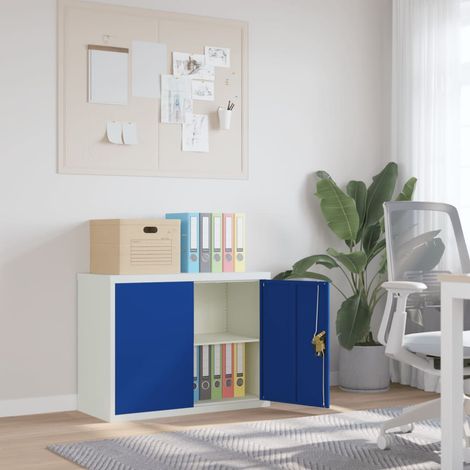vidaXL Armadio Classificatore Grigio Chiaro e Blu 90x40x70 cm Acciaio