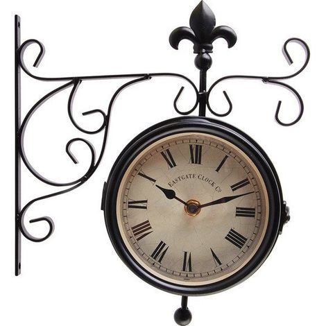 Doppelseitige Außenuhr mit Retro-Thermometer (1/5)