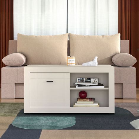 Mesa de Salón Vervio, 3 Compartimentos, Forma Rectangular, Tablero de Madera Nobilitada, 101x58x53.5h cm Blanco (1/5)