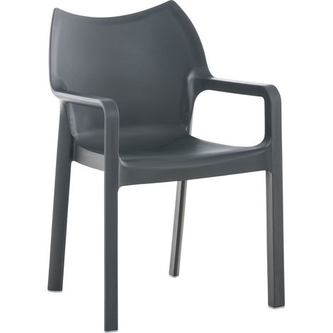 Chaise de jardin avec un style polypropylène moderne et polyvalent dans différentes couleurs colore : gris foncé (1/5)