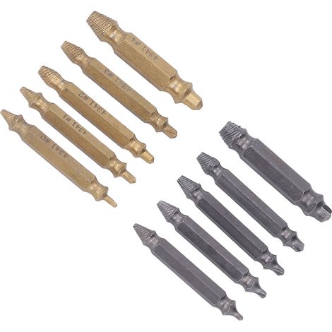 10-teiliges Schraubenausdreher-Set aus HSS (Hochgeschwindigkeitsstahl), Gold und Silber, für beschädigte Schrauben, geeignet für Industrieanlagen (1/5)