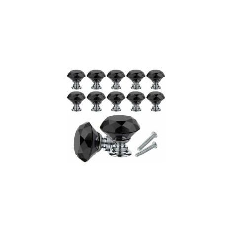 Ede Boutons de meuble en cristal, lot de 10 poignées de meuble en cristal, bouton de tiroir de 30 mm avec vis pour la maison, le bureau, la commode, la cuisine et plus encore (noir) (1/5)