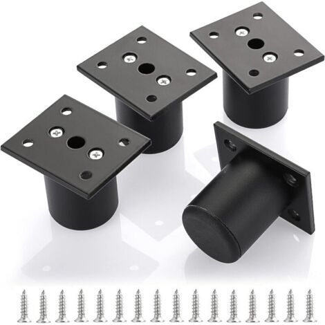4pcs Pieds de Meuble Ajustable Pieds de lit rehausser Le Meuble Pied en Alliage d'aluminium pour sommier,Armoire,Table (Noir,Hauteur 50mm), (1/5)