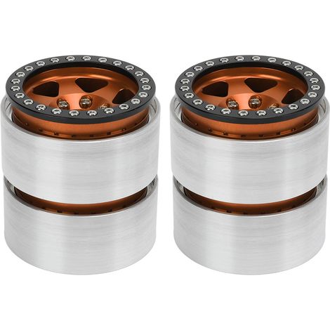 Satz von 4 1,9 Zoll Beadlock-Radnaben aus Aluminiumlegierung für Axial SCX10 90046 AXI 03007 und REDCAT MST 1/10 (goldfarben). (1/4)