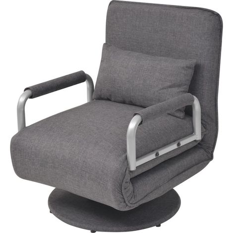 Fauteuil pivotant et canapé-lit Gris foncé Tissu (1/5)