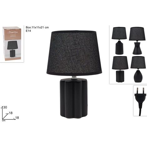 Lampada da Tavolo con Base in Ceramica Nero 30 cm 4 Modelli (1/2)