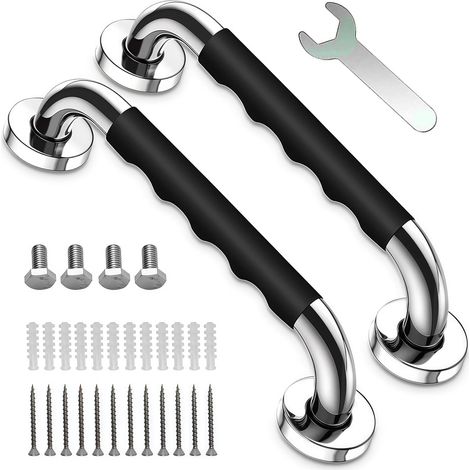 Barres d’Appui pour Seniors,Lot de 2 Poignées Antidérapantes 30 cm,Barre de Douche en Acier Inoxydable avec Vis,Poignée de Baignoire et WC pour Salle de Bain,Seniors et Personnes à Mobilité Réduite (1/4)