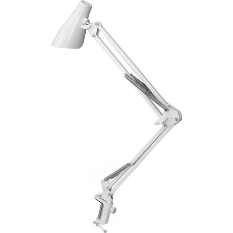Lampe de bureau à bras articulé avec pince, 3 ports USB, éclairage de 10 niveaux de luminosité, lampe de lecture confortable pour la maison et le bureau (blanche). (1/5)
