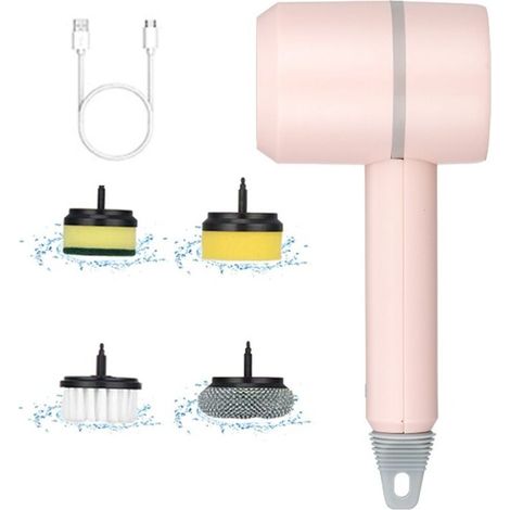 Cepillo de limpieza eléctrico multifuncional con potente batería de 1200 mAh para cocina, baño y calzado: carga manual automática, cerdas de acero y práctico cepillo para cuencos - Crezuo