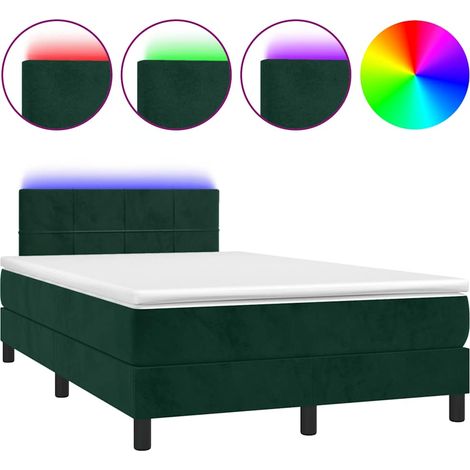 Maison Exclusive - Letto a Molle con Materasso e LED Verde Scuro 120x200cm Velluto (1/5)