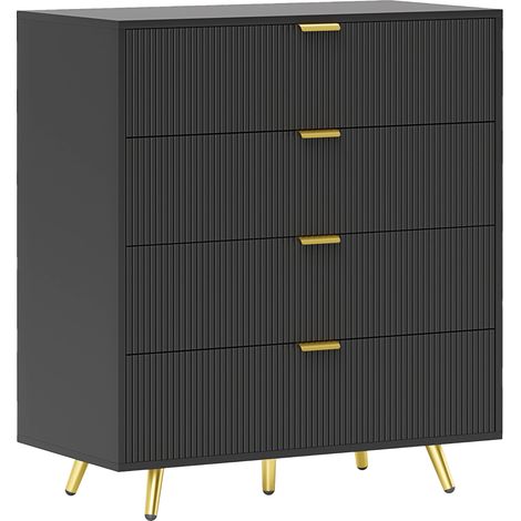 Four-Drawer Bedside Table, 80 x 40 x 90 cm, Black (1/5)