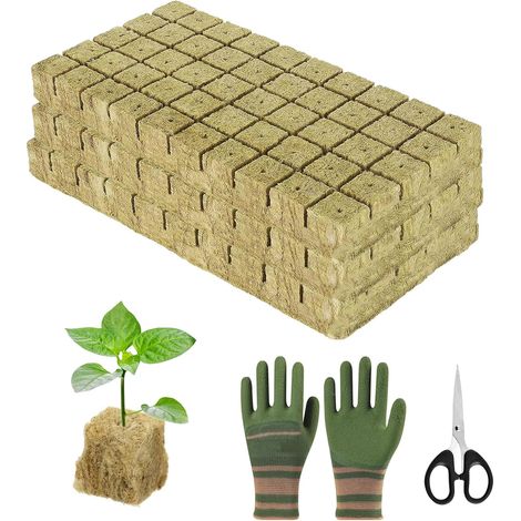 Cube 1 x 1 x 1 in 1 x 1 in 150 Pieces Rock Wool Cubes, Good Air Permeability for Bottomless Growing Seedlings, Cloning, Growing (1/5)