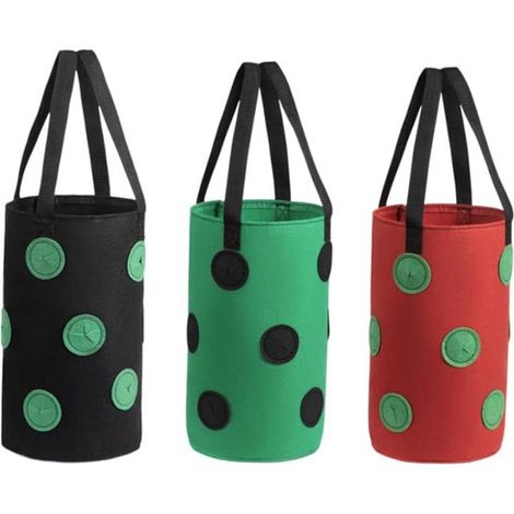 pièces - Sac de culture - 202035cm - noir, rouge, vert - Idéal pour les fraises, les tomates, les herbes - Cultivez vos propres légumes - Jardinière suspendue - tissu non tissé (1/5)