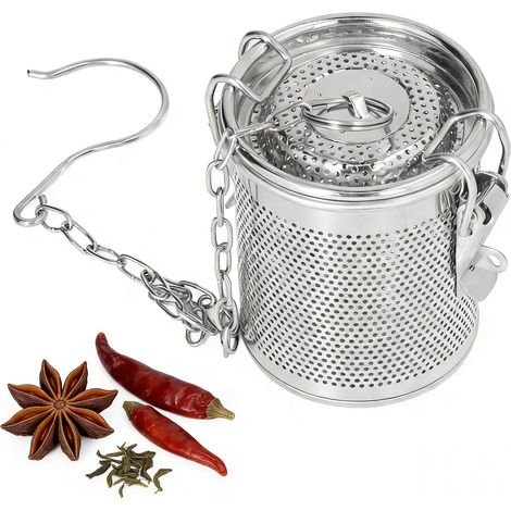 Sac D'assaisonnement En Acier Inoxydable Filtre à épices Polyvalent Extraction De Saveur Améliorée Chaîne De Suspension Plus Longue Pour les Cuisiniers à Domicile Et les Chefs Professionnels(0.3L)