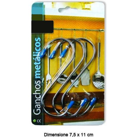 Trade Shop - GANCI GANCIO FORMA DI S IN ACCIAIO SET VON 3 PEZZI 7.5 X 11 CM -