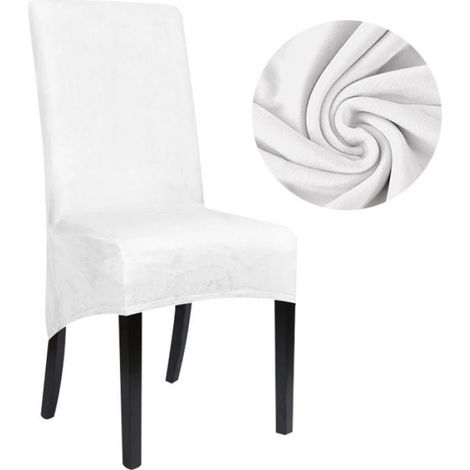 Housse pour chaise inclinée - Velours blanc - XXL - Adaptée dossier haut et allongé - 1 pièce (1/4)