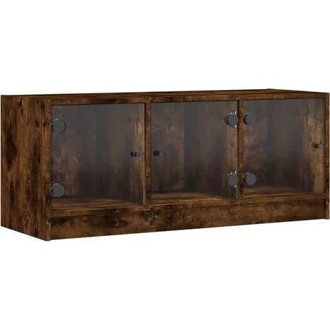 Maison Exclusive - TV-Schrank mit Glastüren Räuchereiche 102x37x4