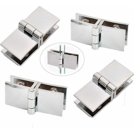 Ensemble de 4 charnières pour porte en verre, charnières en acier inoxydable pour porte en verre, charnières pliantes pour verre, charnières de fixation pour porte, charnières pour porte en verre de p (1/5)