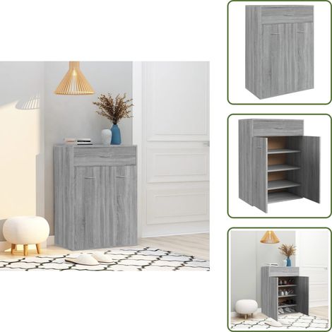 Estantes - vidaXL Mueble zapatero de madera contrachapada gris Sonoma 60x35x84 cm - Mueble consola