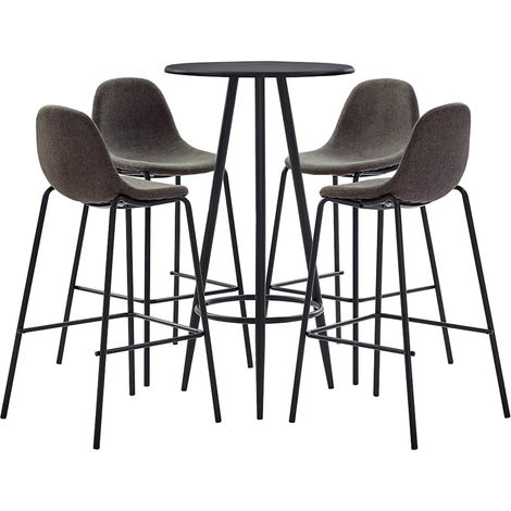 vidaXL Juego de mesa alta y taburetes 5 piezas tela gris oscuro (1/5)