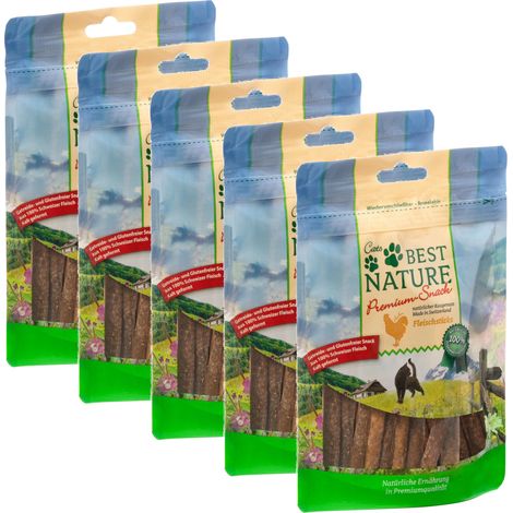 Best Nature Premium Snack für Katzen, 5x 50 g - Hähnchenfleischsticks