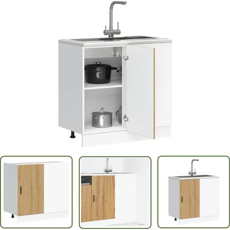 vidaXL Meuble bas du lavabo chêne artisanal bois d'ingénierie (1/5)
