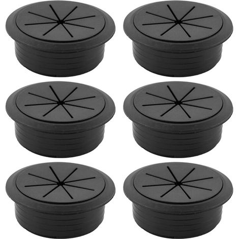 Pieces Plastic Cable Grommets, 60mm Black Desk Grommet, Desk Cable Grommets for Desks, Computer Tables, Workstations (Black) (1/5)