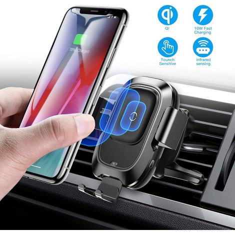 Caricabatterie wireless per auto, induzione da 10 W compatibile con Galaxy e iPhone