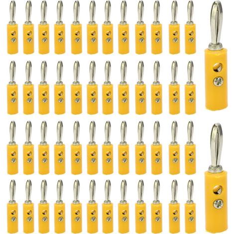 Connecteur Banane 4mm JT-002 Sans Soudure, Nouveau Type pour Instruments d'Enseignement, Jaune (1/5)